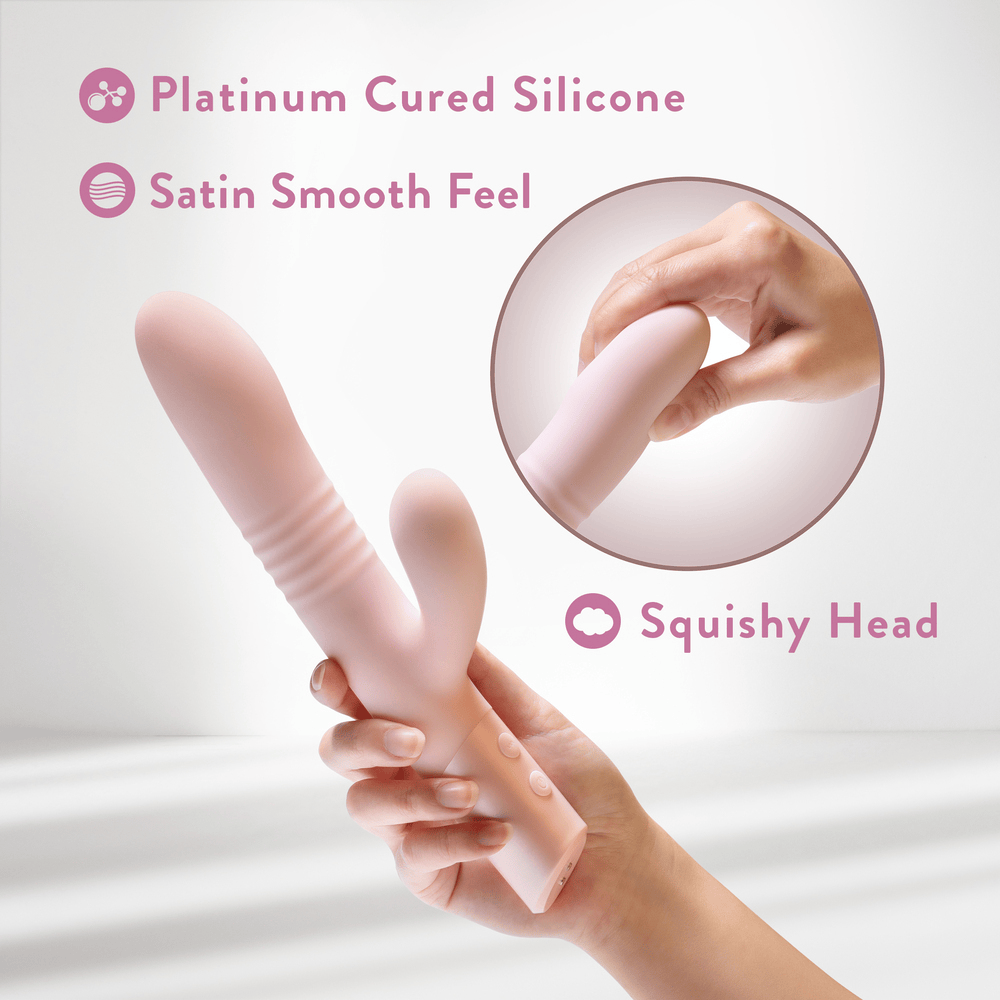 Blush Fraya pink rabbit vibrator in woman's hand