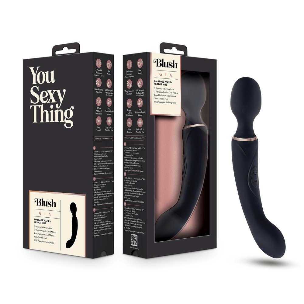 Blush Gia black wand massager with box
