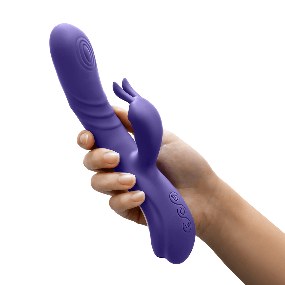 Blush Harper midnight black rabbit  vibrator in woman's hand
