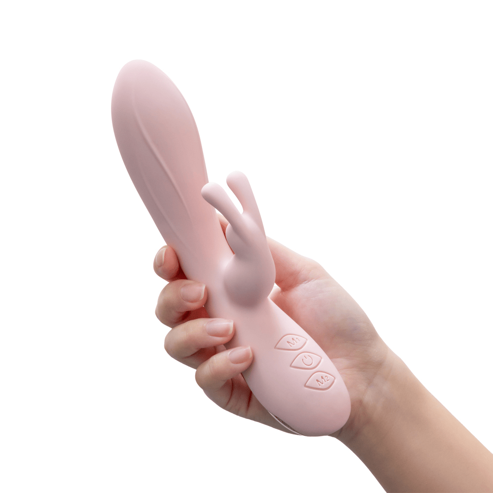 Blush Morgan pink rabbit vibrator in woman's hand