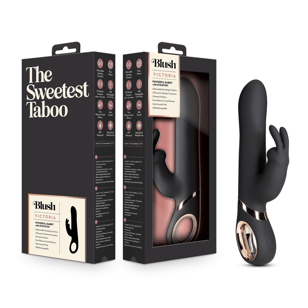 Blush Victoria black rabbit vibrator with box