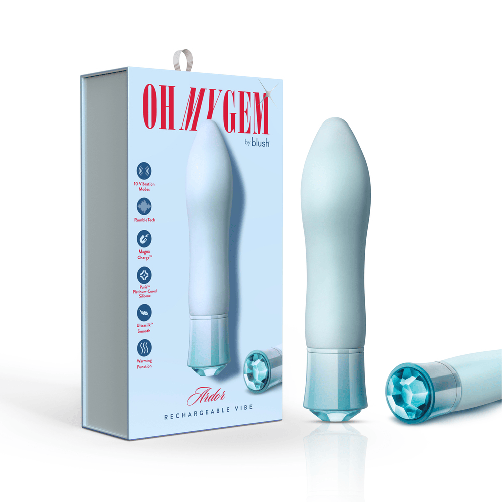Blush Oh My Gem Ardor aquamarine bullet vibrator with box