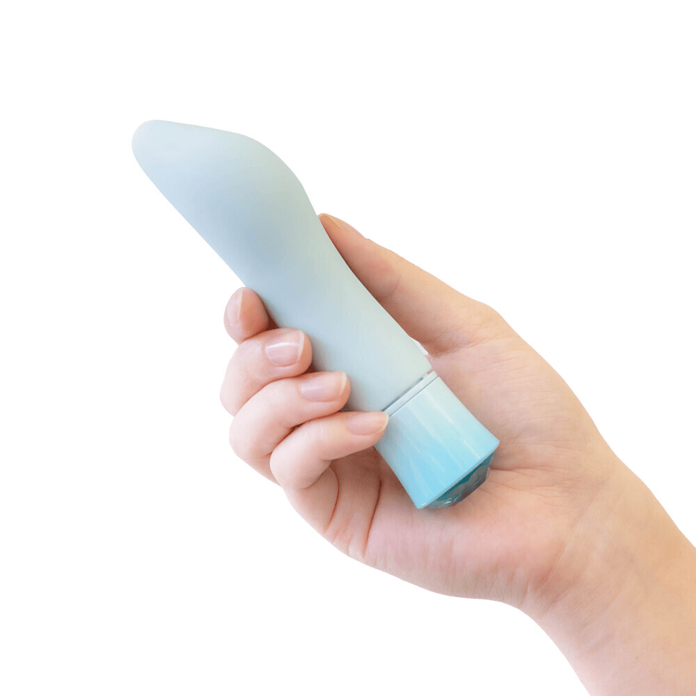 Blush Oh My Gem Ardor aquamarine bullet vibrator in woman's hand