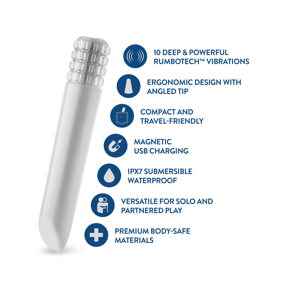 Blush Oh My Gem Bold Vibe Diamond bullet vibrator with icons and key features