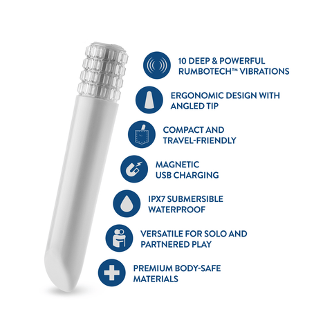 Blush Oh My Gem Bold Vibe Diamond bullet vibrator with icons and key features