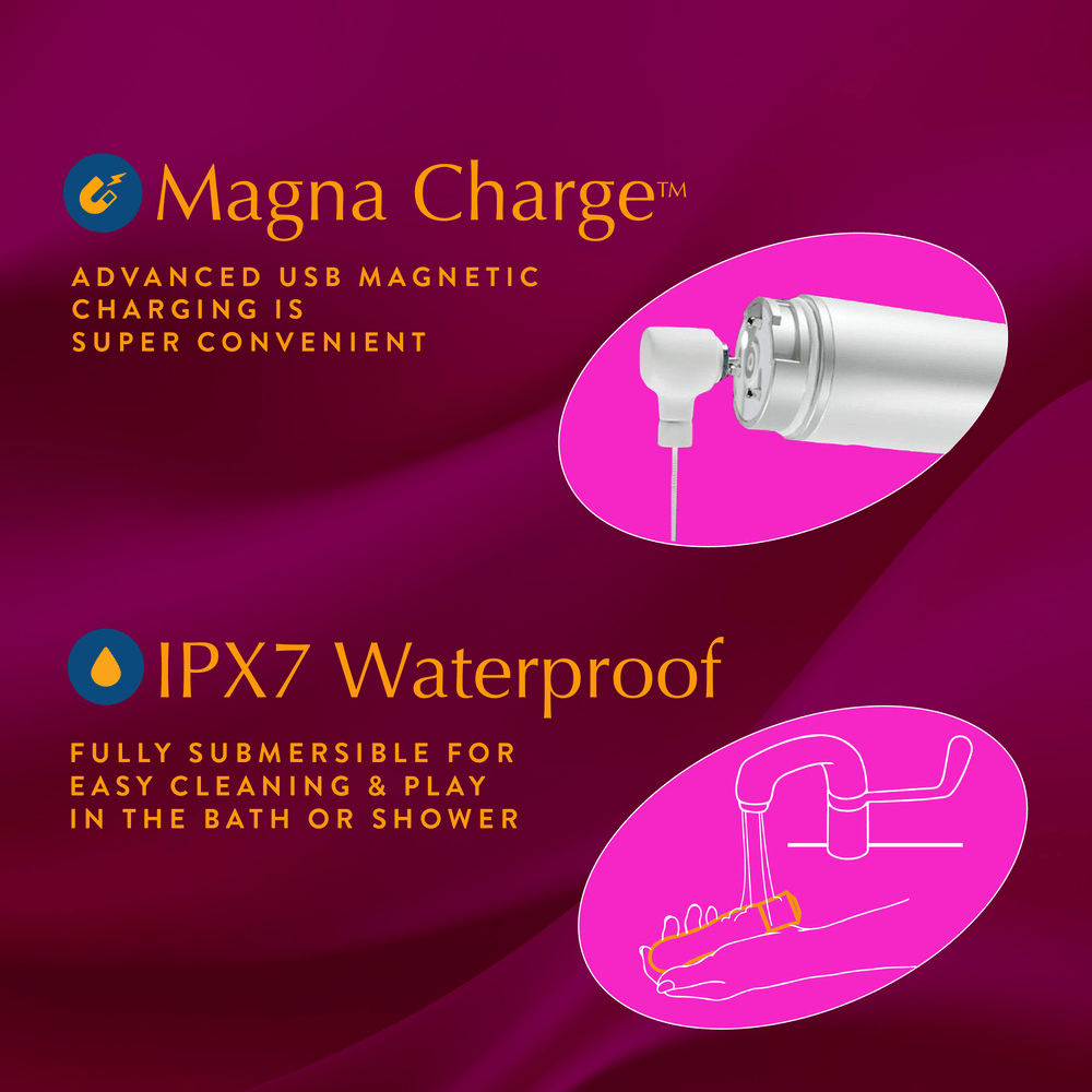 Blush Oh My Gem Exclusive Tourmaline bullet vibrator with power cord plugged in