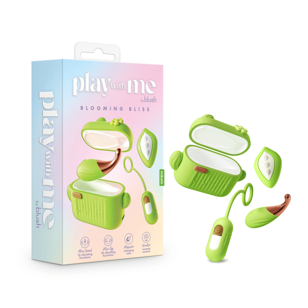 Blush Play With Me Blooming Bliss Green egg vibrator with box