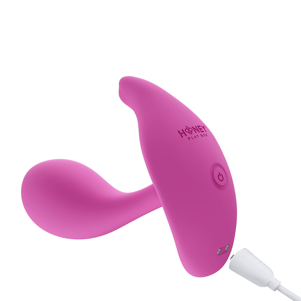 Honey Play Box Oly 2 App-Controlled Panty Vibrator with power cord plugged in