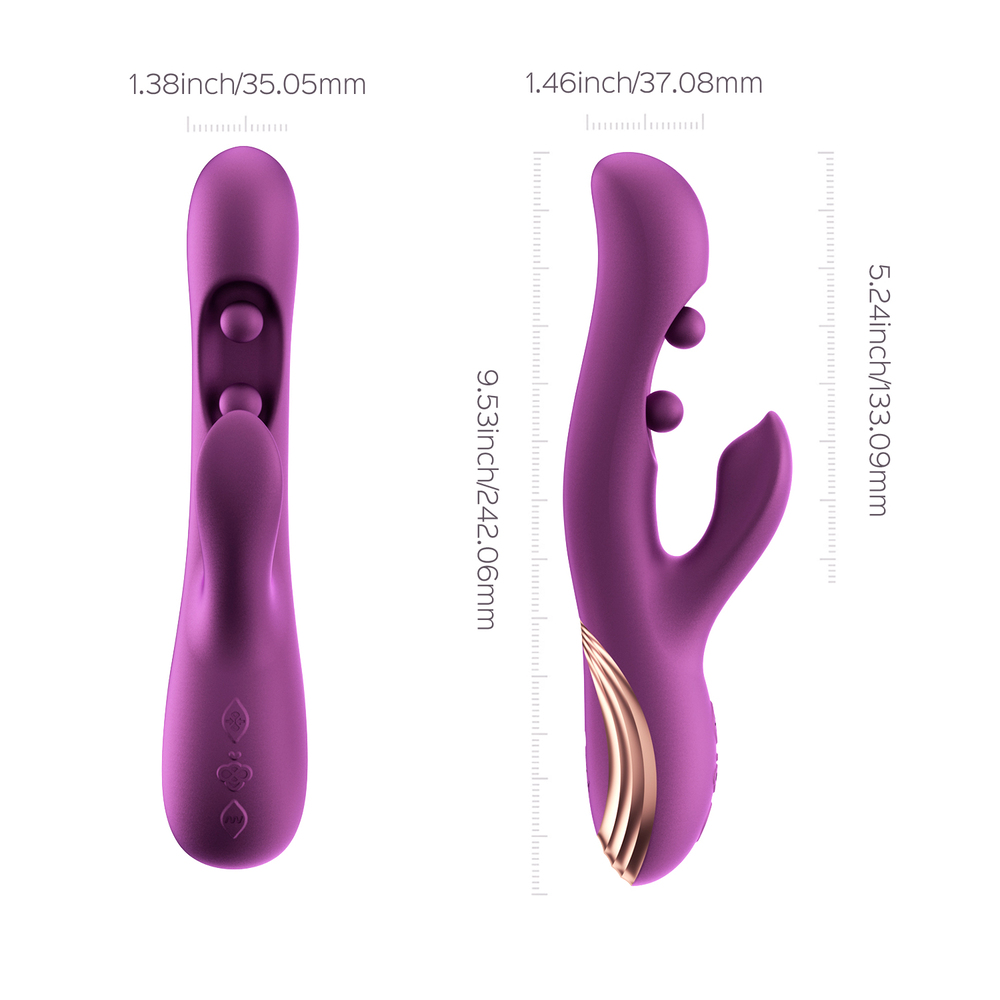Honey Play Box Gem App-Controlled Twin Balls Rabbit Vibrator product dimensions
