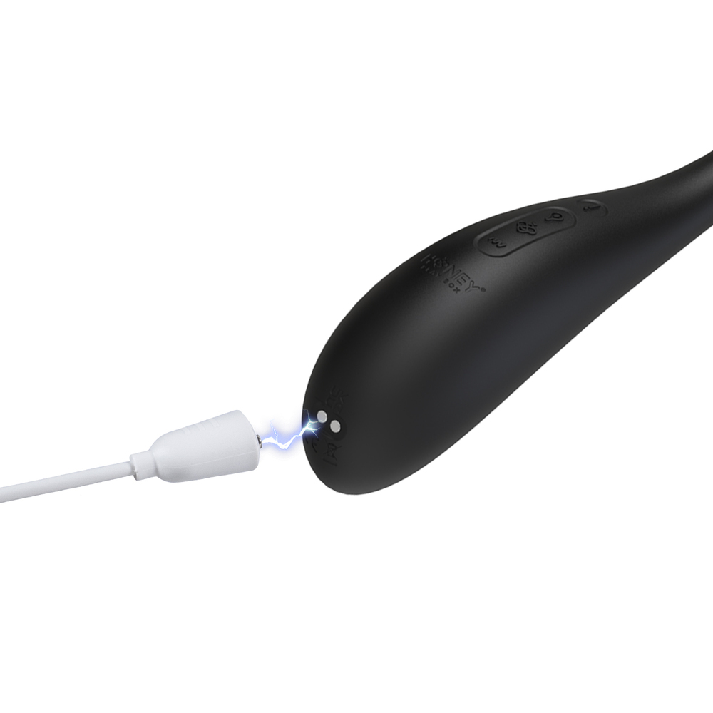 Honey Play Box Puff App-Controlled Inflatable Kegel Ball with power cord plugged in