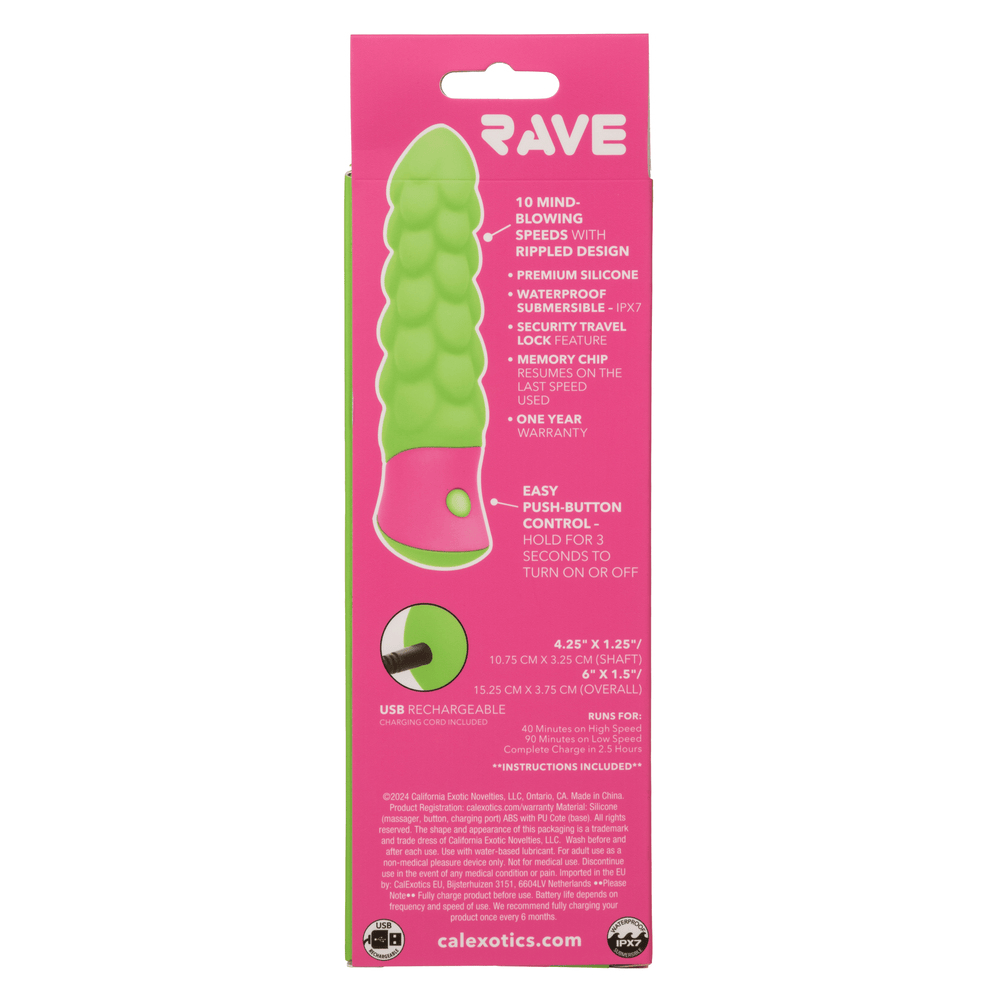 CalExotics Rave Ripple Textured Vibrator box – rear view