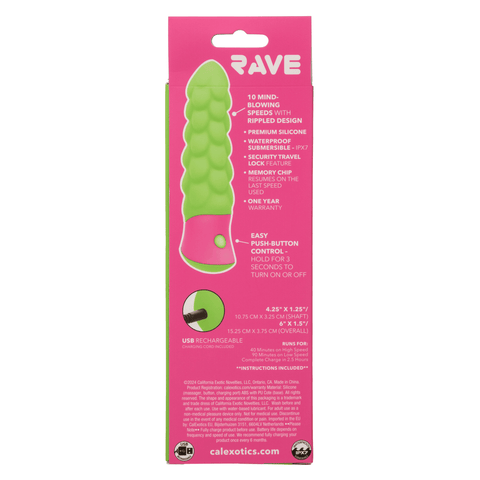 CalExotics Rave Ripple Textured Vibrator box – rear view