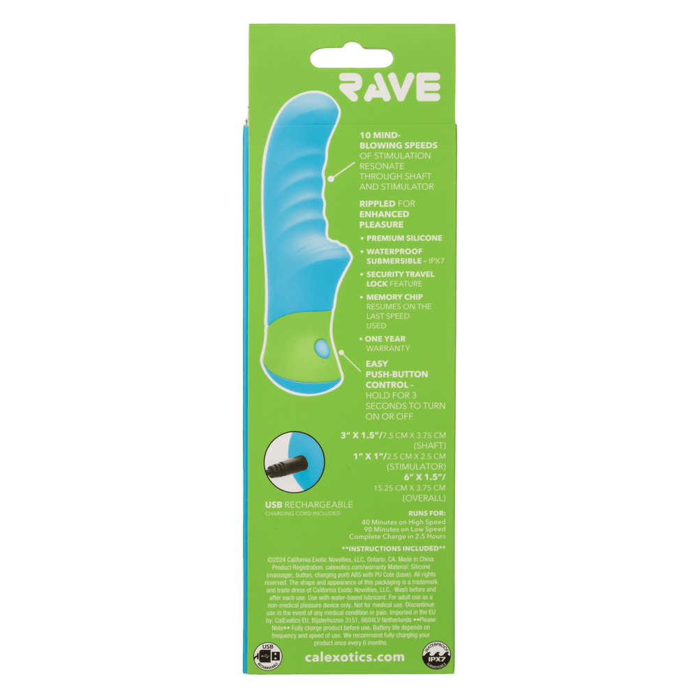 CalExotics Rave Ridged-G G-Spot Vibrator box – rear view