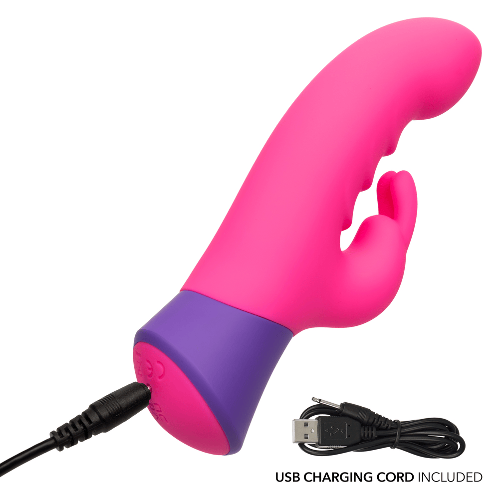 CalExotics Rave Bunny Rabbit Vibrator with power cord plugged in