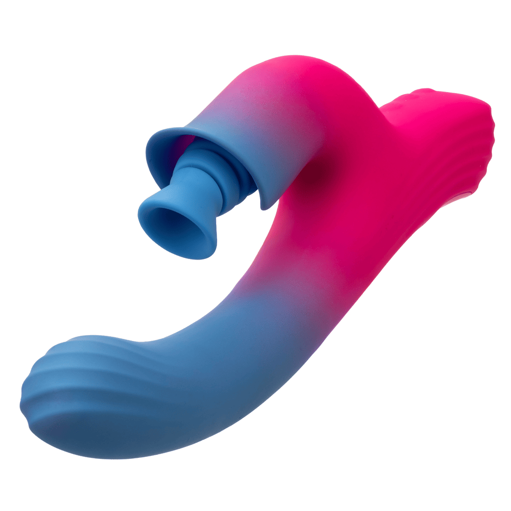 CalExotics Elation Dual Stimulator Rabbit Vibrator with Suction angled view
