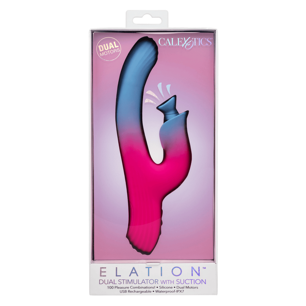 CalExotics Elation Dual Stimulator Rabbit Vibrator with Suction box – front view