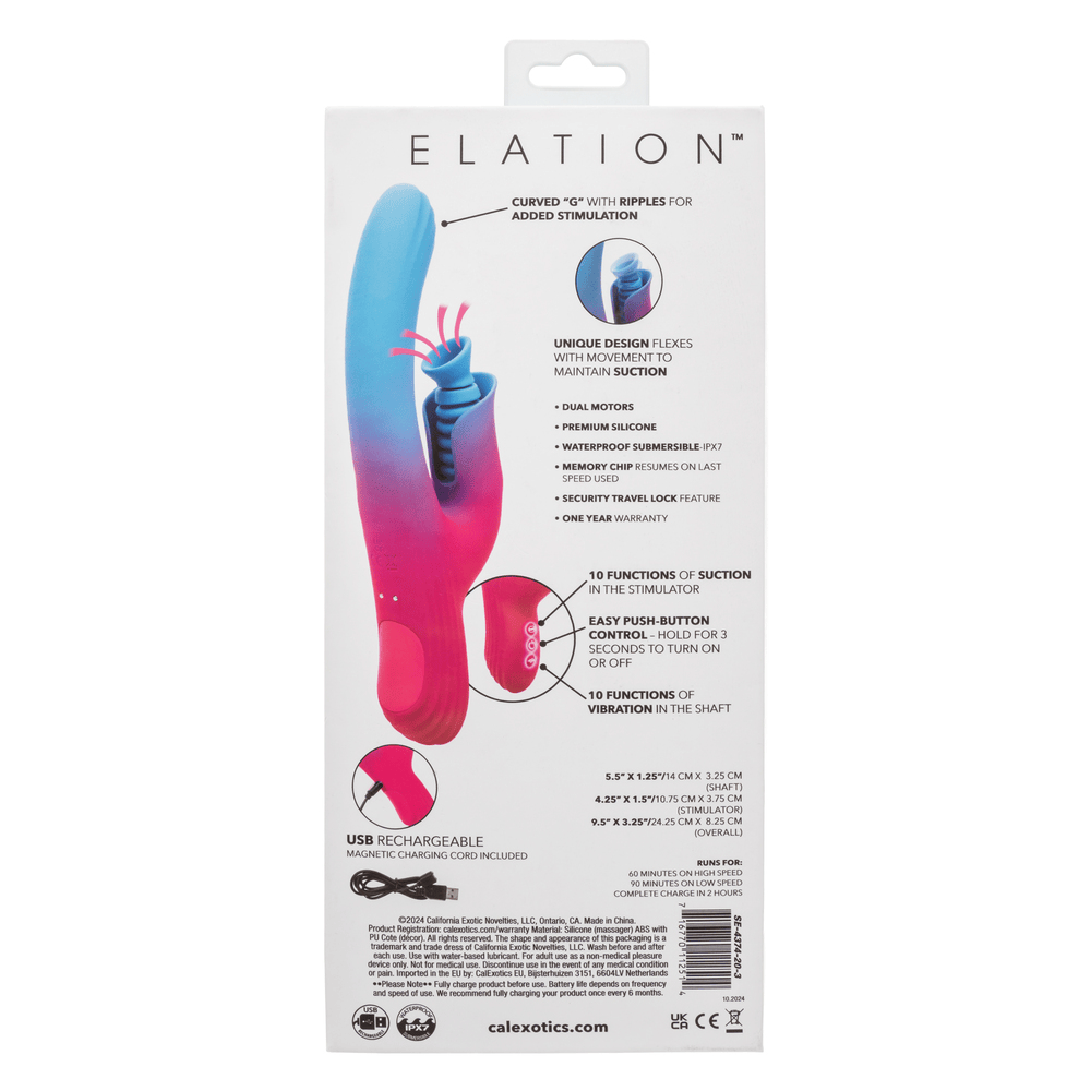 CalExotics Elation Dual Stimulator Rabbit Vibrator with Suction box – rear view