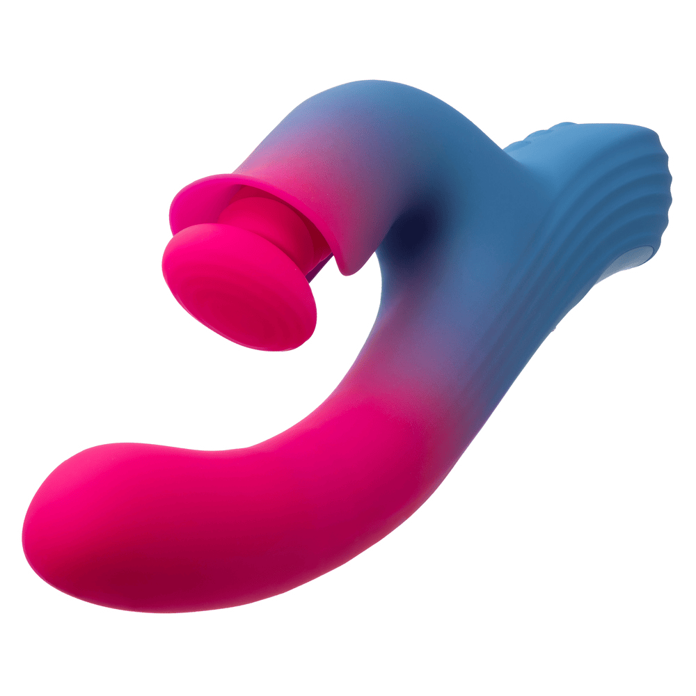 CalExotics Elation Thrusting Dual Stimulator Rabbit Vibrator angled view