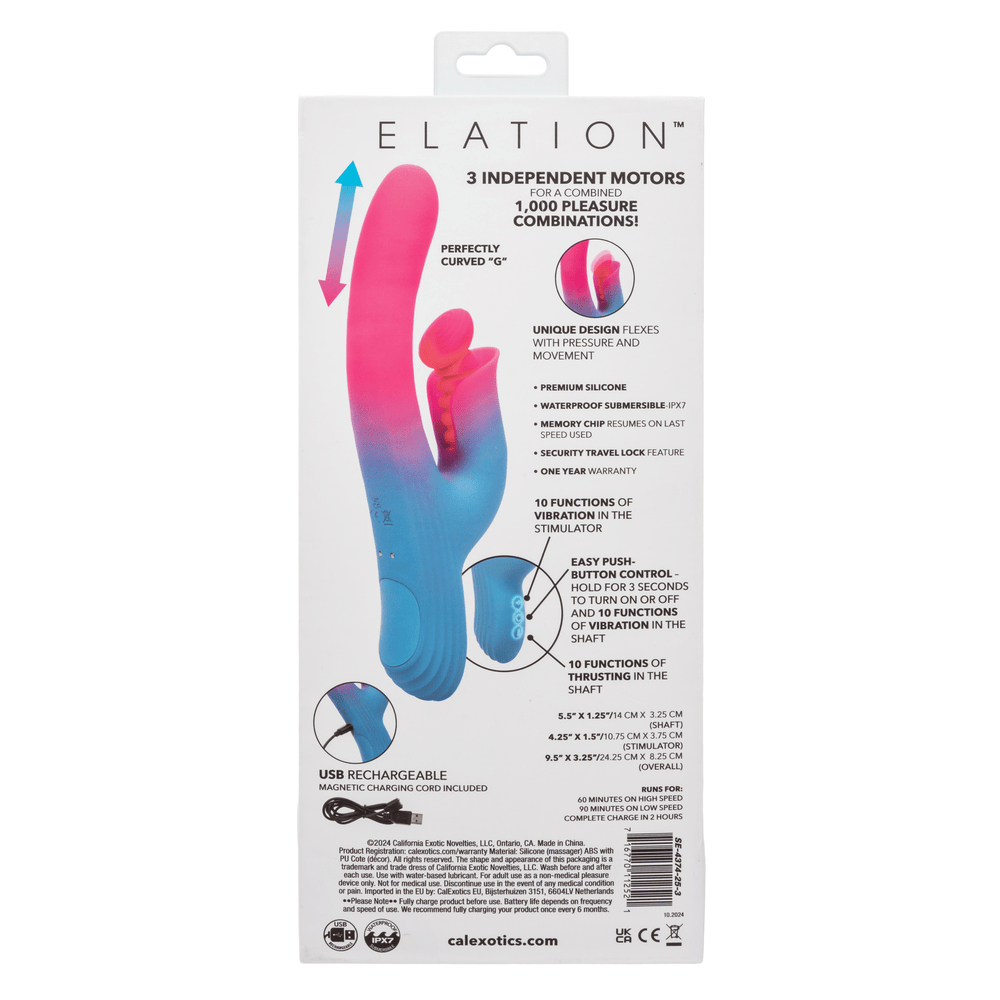 CalExotics Elation Thrusting Dual Stimulator Rabbit Vibrator box – rear view