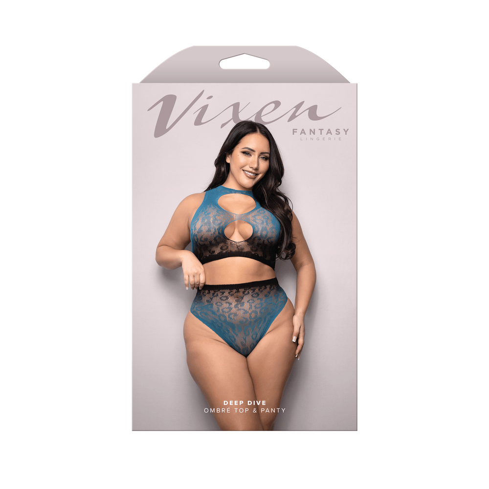 Deep Dive Ombré Leopard Knit Cut-Out Top and Panty Dancewear Set