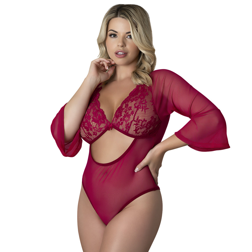 Black Cherry 3/4 Sleeve Playsuit