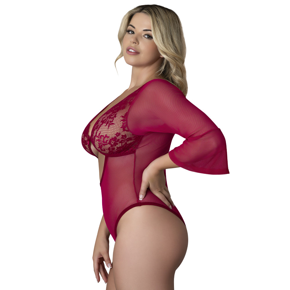 Black Cherry 3/4 Sleeve Playsuit