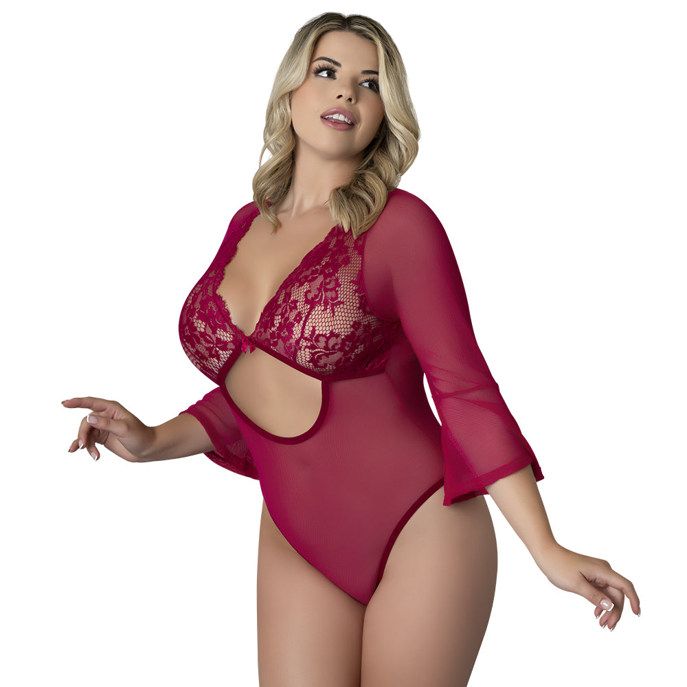 Black Cherry 3/4 Sleeve Playsuit