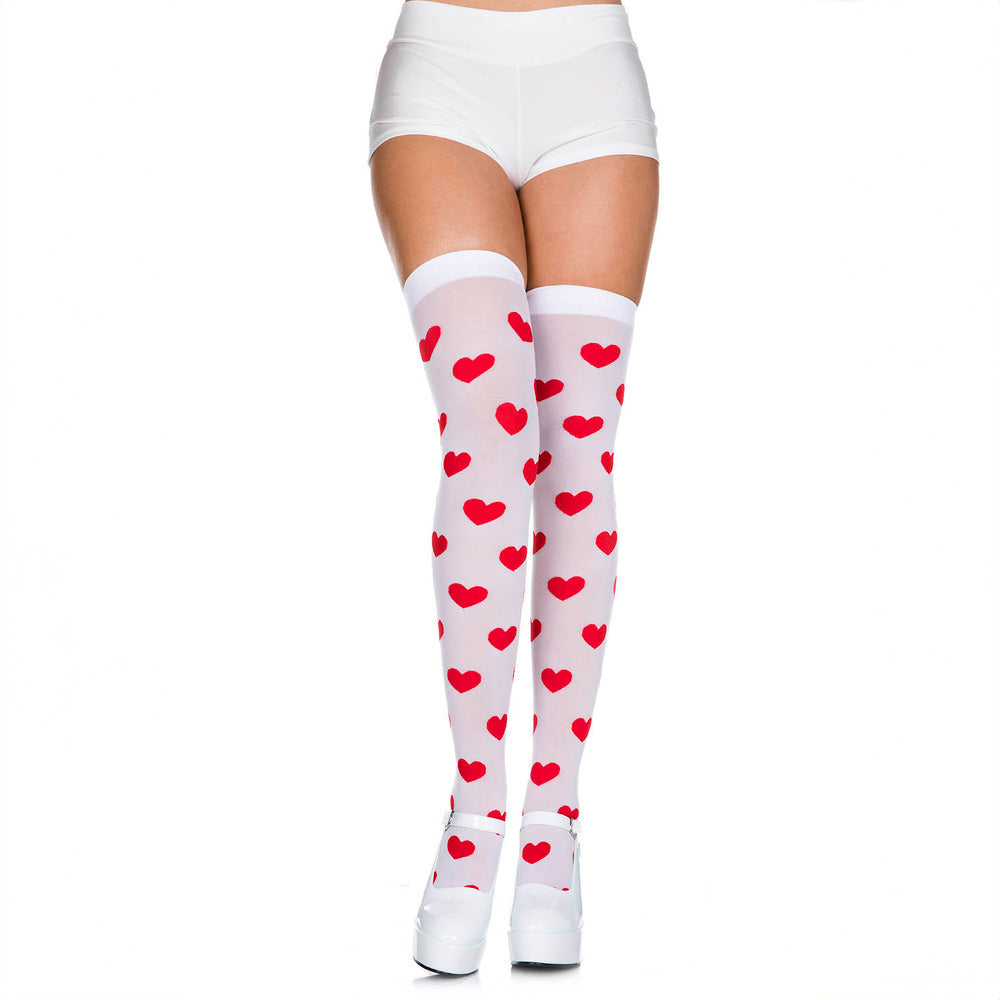 RED HEARTS THIGH-HI - O/S