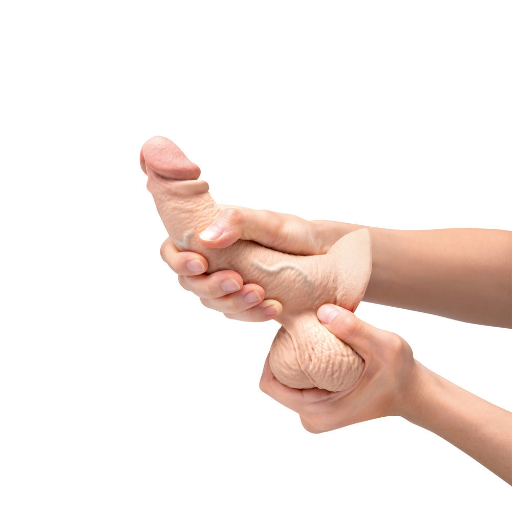 SLIPSKIN SILICONE DILDO 6.5\" CURVED - CREAM