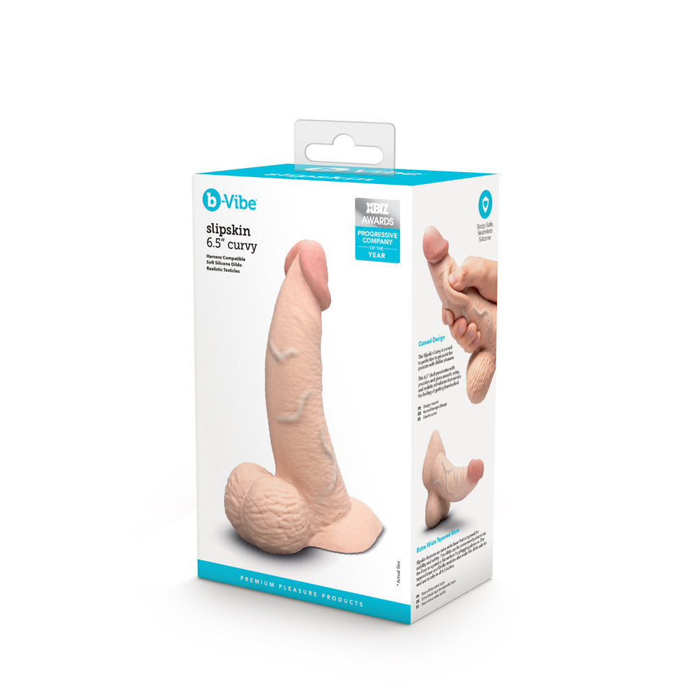 SLIPSKIN SILICONE DILDO 6.5\" CURVED - CREAM
