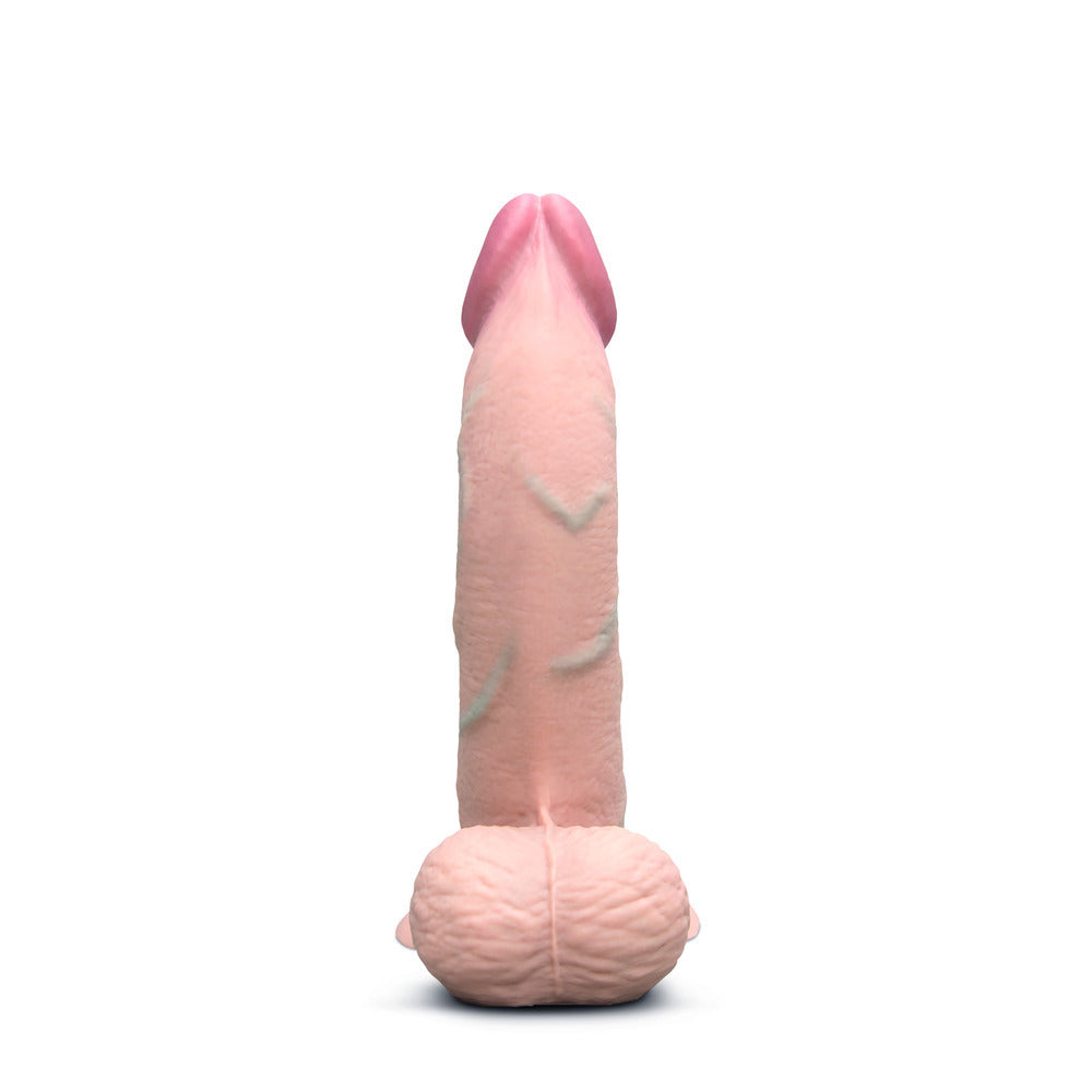 SLIPSKIN SILICONE DILDO 8\" CURVED - CREAM