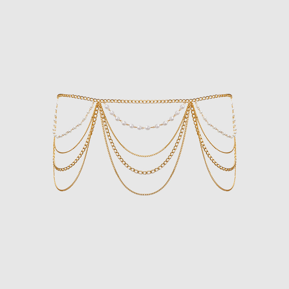 PEARL & CHAIN DRAPED GARTER