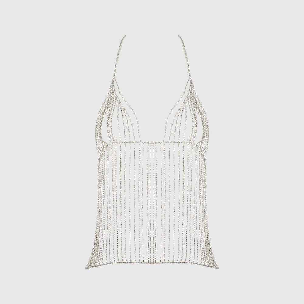 RHINESTONE PLUNGE CAMI