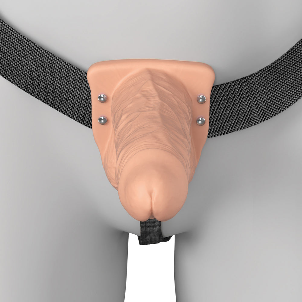 6\" VIBRATING HOLLOW SILICONE STRAP-ON - LIGHT