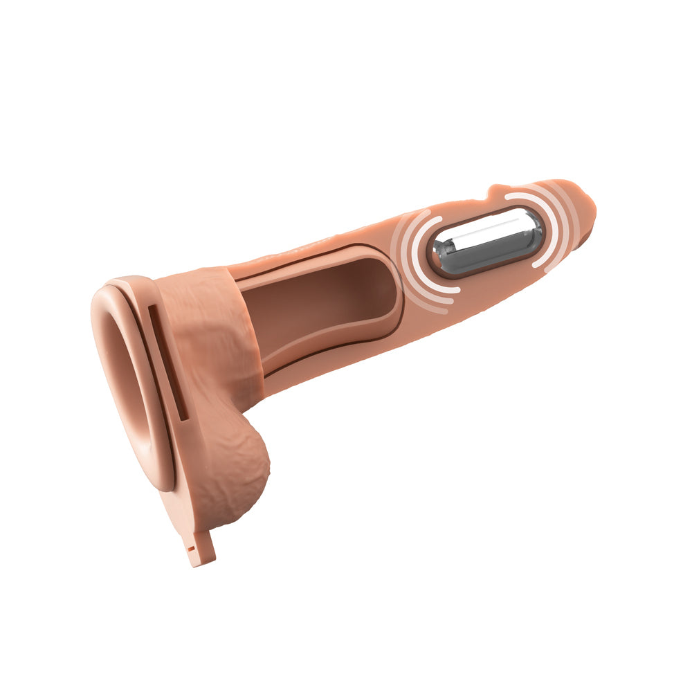 6\" VIBRATING HOLLOW SILICONE STRAP-ON - LIGHT