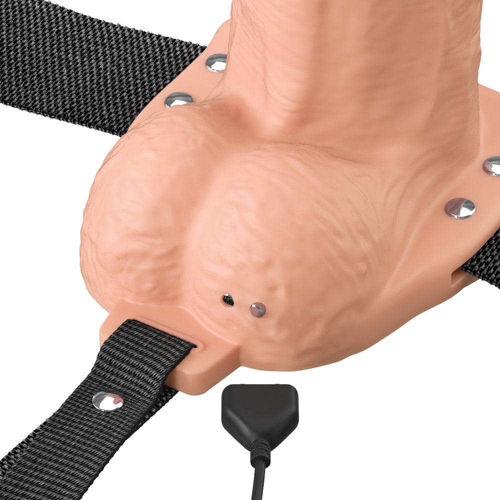 6\" VIBRATING HOLLOW SILICONE STRAP-ON - LIGHT