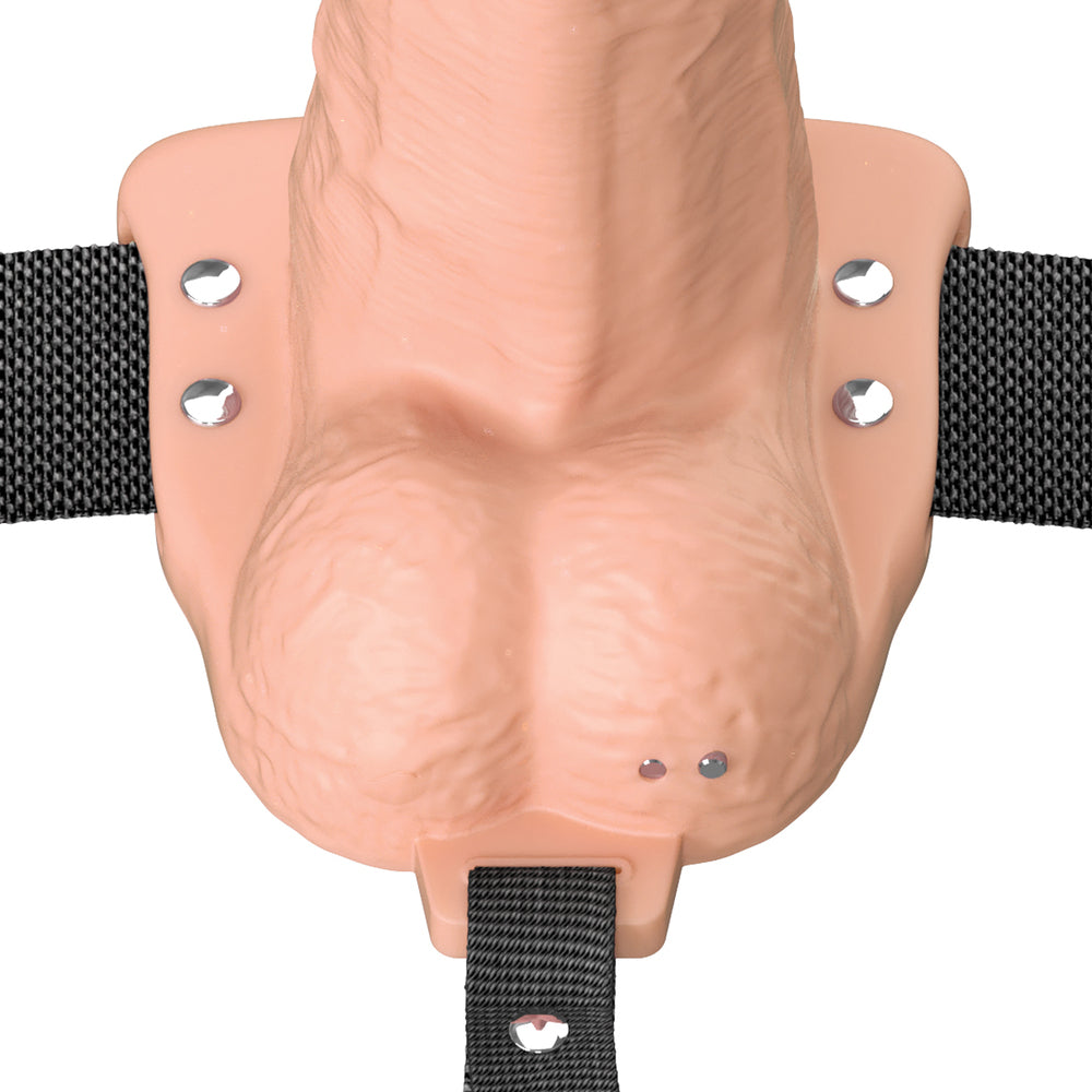 6\" VIBRATING HOLLOW SILICONE STRAP-ON - LIGHT