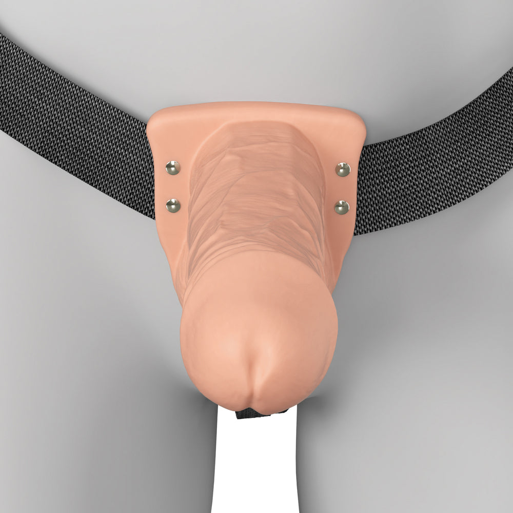 7\" VIBRATING HOLLOW SILICONE STRAP-ON - LIGHT