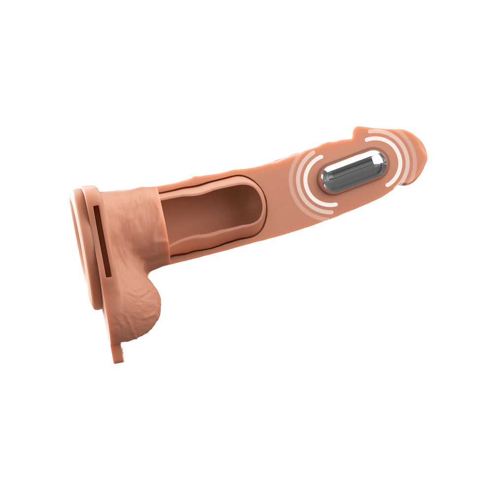 7\" VIBRATING HOLLOW SILICONE STRAP-ON - LIGHT