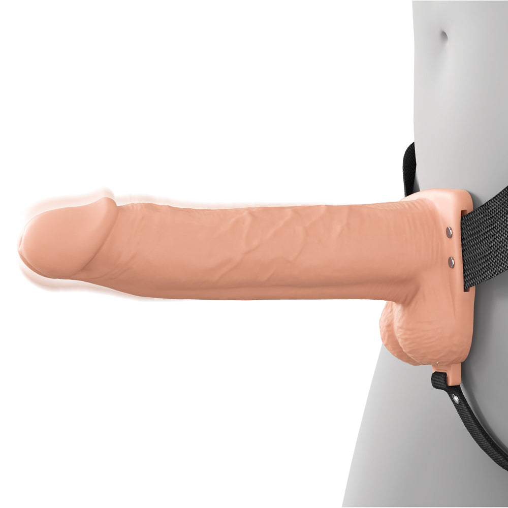 8\" VIBRATING HOLLOW SILICONE STRAP-ON - LIGHT