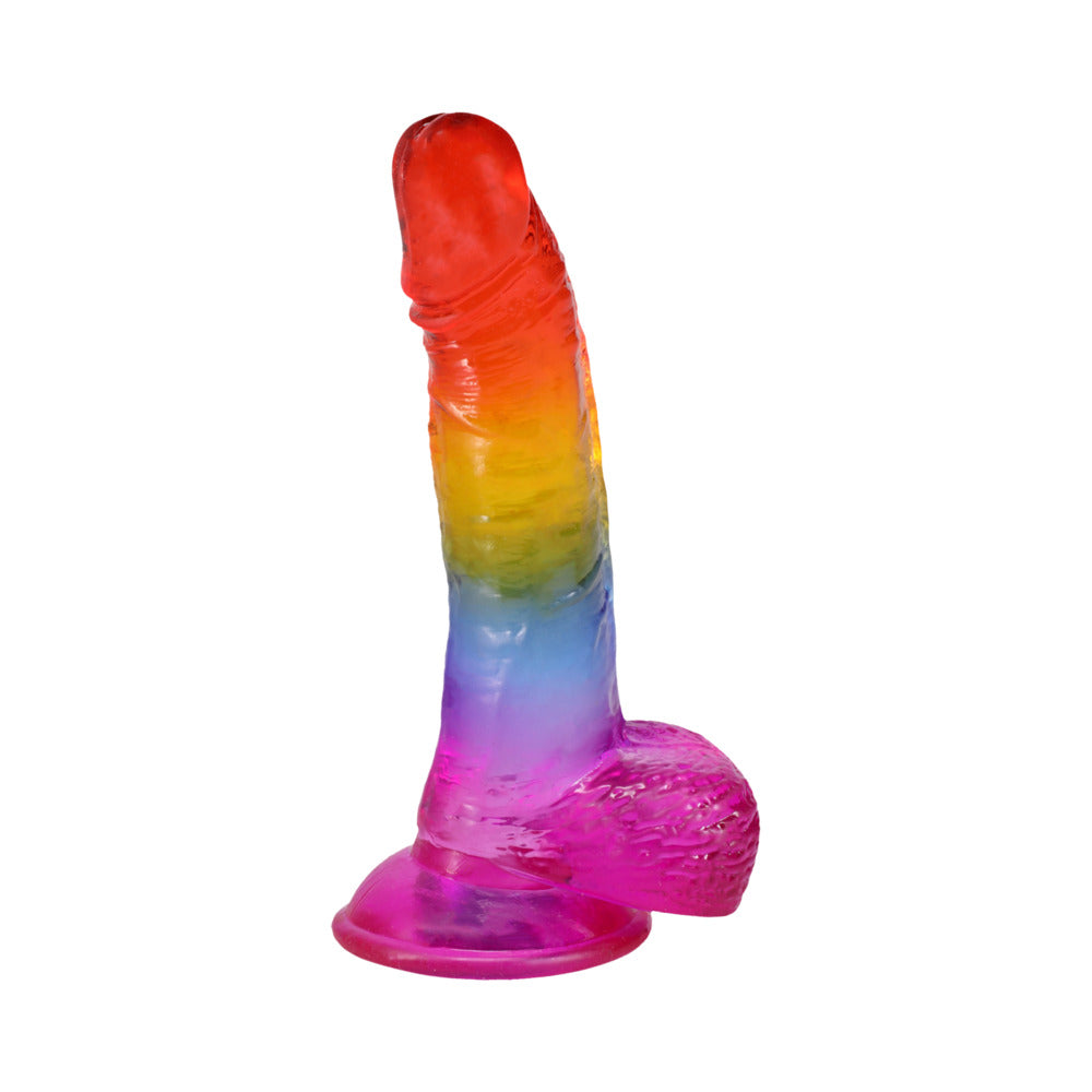 8.5\" REALISTIC COCK WITH BALLS - RAINBOW