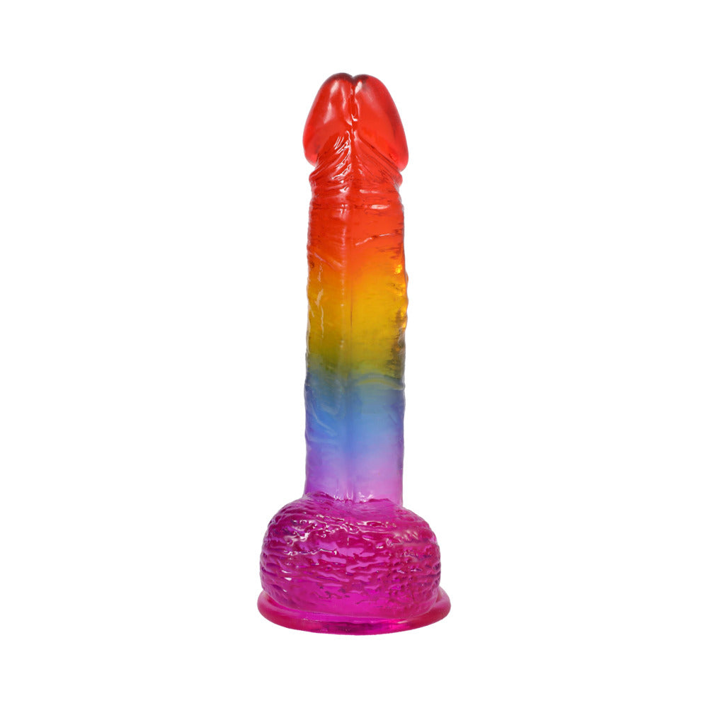 8.5\" REALISTIC COCK WITH BALLS - RAINBOW