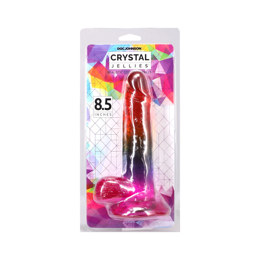 8.5\" REALISTIC COCK WITH BALLS - RAINBOW