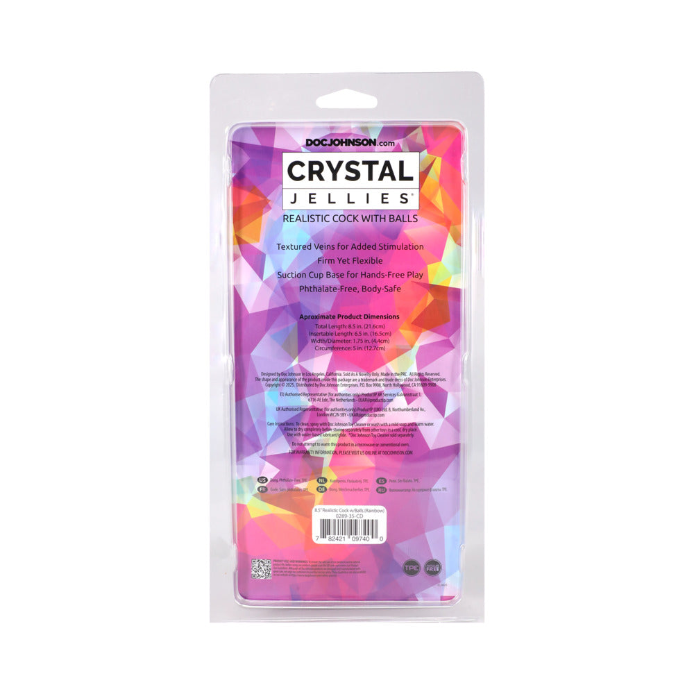8.5\" REALISTIC COCK WITH BALLS - RAINBOW