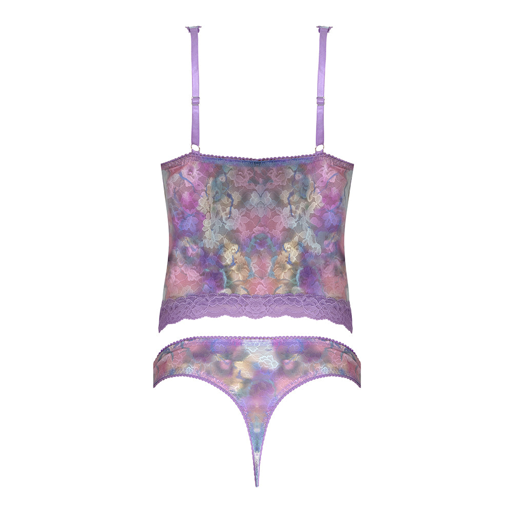 WISTERIA MIST BUSTIER CAMI & THONG SET - S/M
