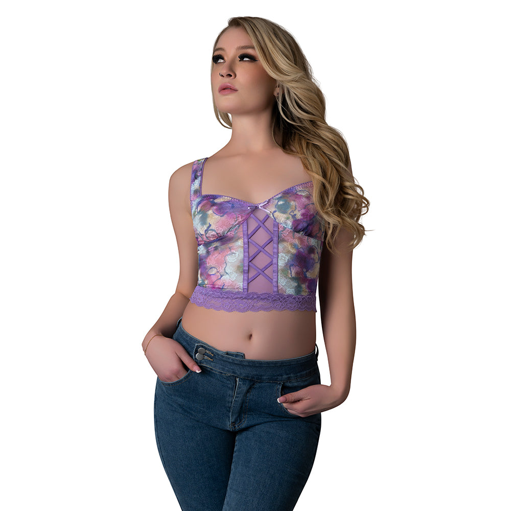 WISTERIA MIST BUSTIER CAMI & THONG SET - L/XL