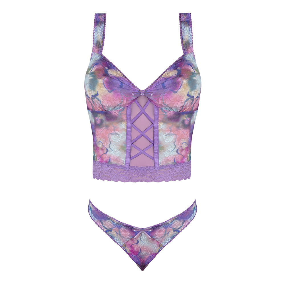 WISTERIA MIST BUSTIER CAMI & THONG SET - L/XL