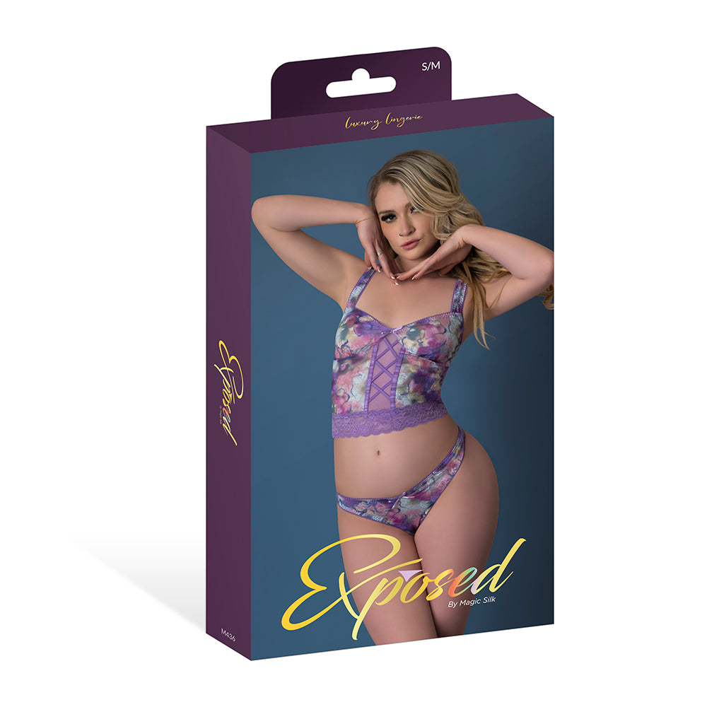 WISTERIA MIST BUSTIER CAMI & THONG SET - L/XL