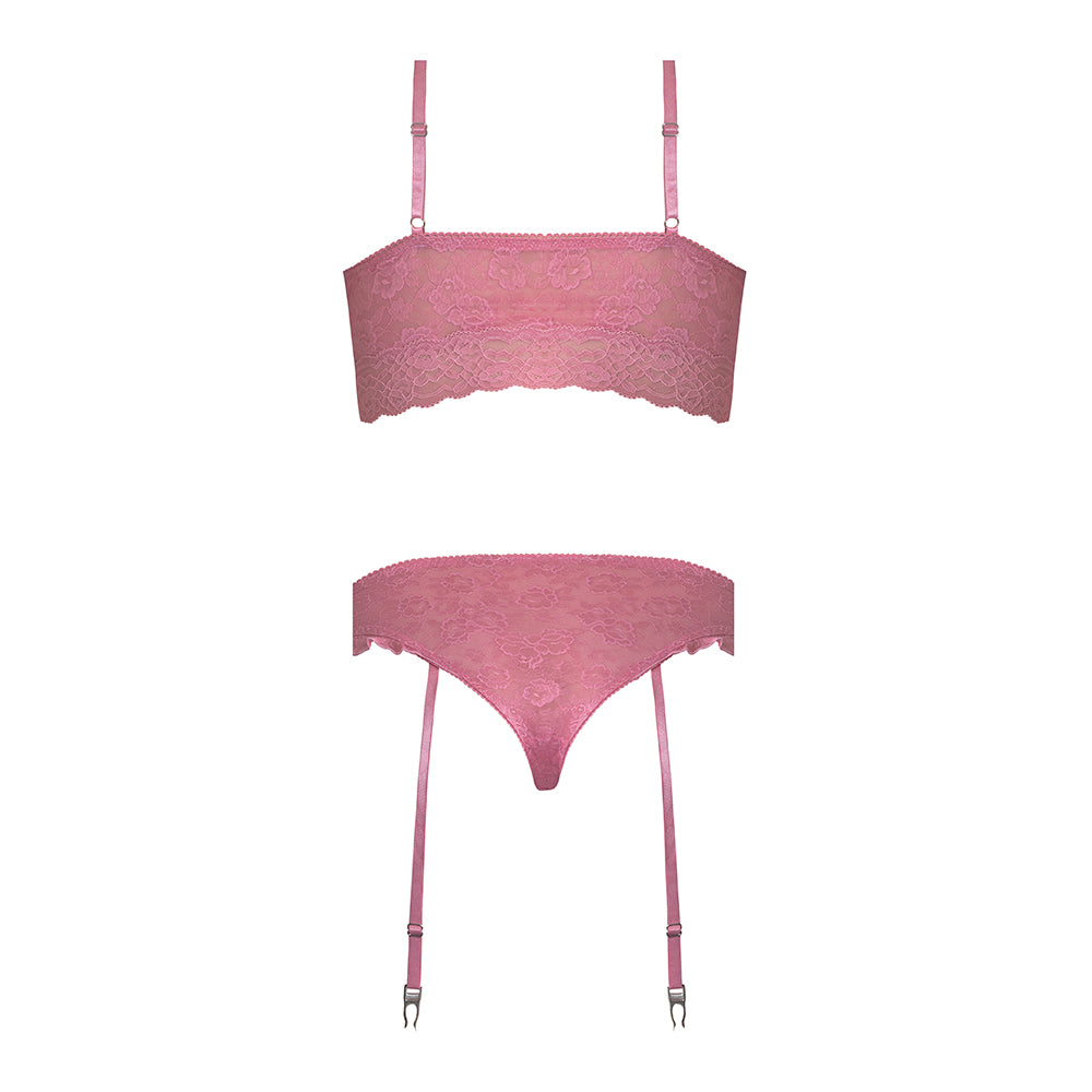 WISTERIA MIST BRALETTE & PANTY W/ REMOVABLE GARTERS - S/M