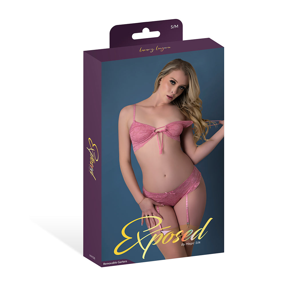WISTERIA MIST BRALETTE & PANTY W/ REMOVABLE GARTERS - S/M